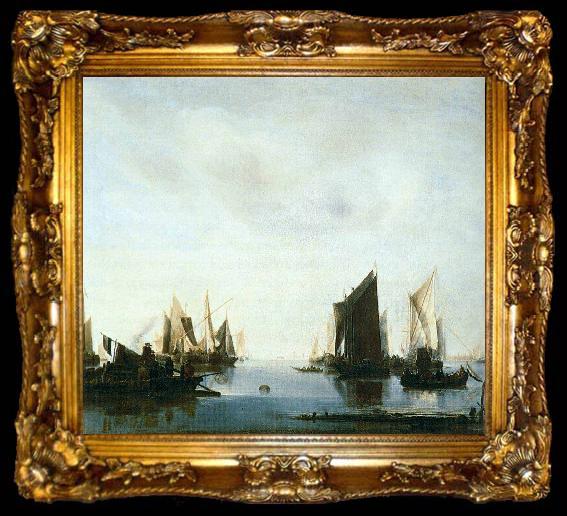framed  Jan van de Cappelle Seascape with Sailing Boats, ta009-2